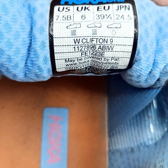 Hoka Clifton 9 Shoes Womens Size 7.5 Blue Orange Running Sneakers 1127896 ABIW - Picture 8 of 8